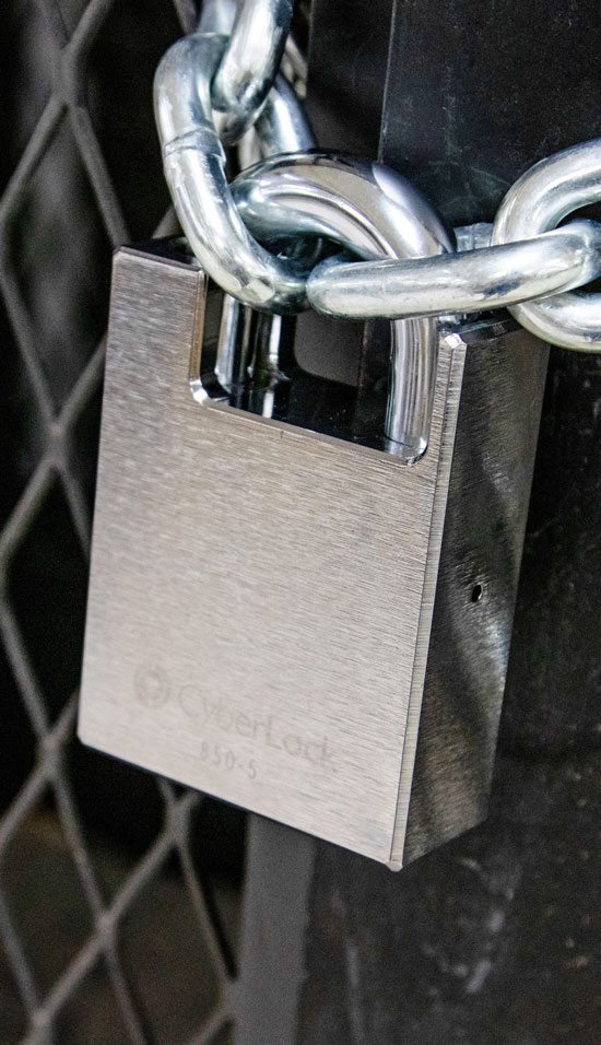 Protected Shackle Padlock on Chain